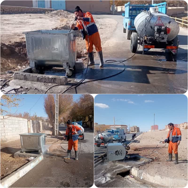 شست‌وشو سطل های زباله محله ای