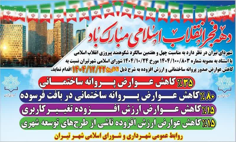 طرح کاهش عوارض شهرداری تیران